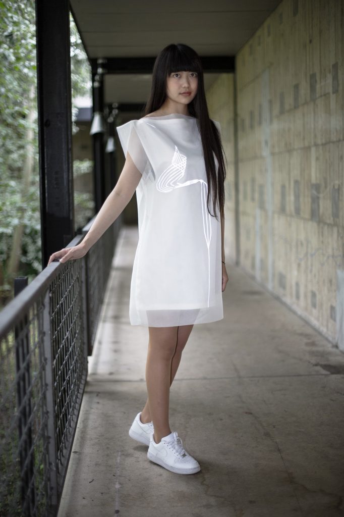 Reflective Dress white satin by Lea Lüdtke